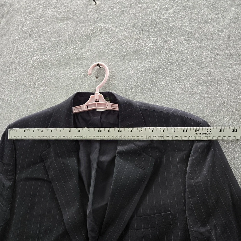 VINTAGE‎ Lauren Ralph Men Blazer 44S Navy Wool Pinstripe Suit Made In Canada